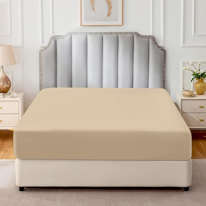 FreshCulture Pure Cotton Fitted Sheets Twin Size, 300 Thread Count Percale - Image 2