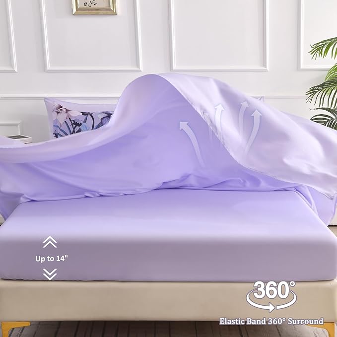 Luxudecor Lavender Purple Floral Comforter Set Queen Size 7 Piece, Flower Bed - Image 5