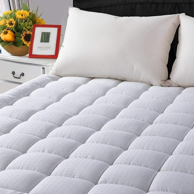 LEISURE TOWN Cotton Mattress Pad Full Size Fitted Quilted Mattress Cover Pillow by LEISURETOWN