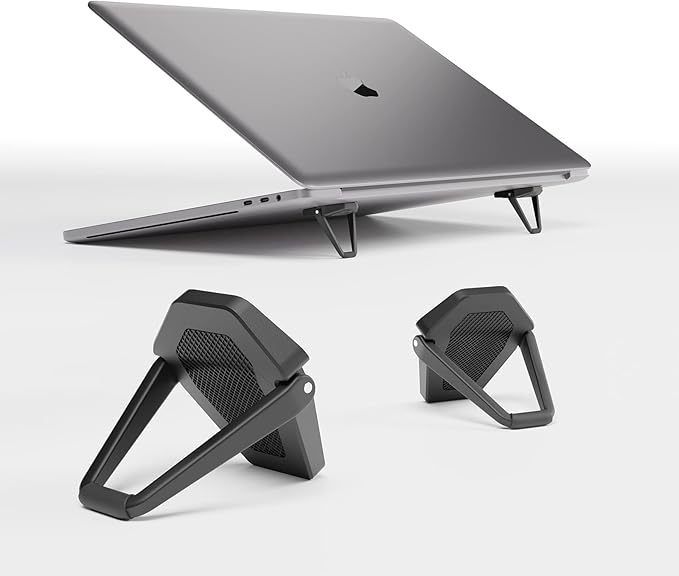 Laptop Stand for Desk, Portable Anti-Slip Keyboard Riser, Zinc Alloy Keyboard Stands, Computer Stand Compatible with MacBook Air/Pro, 10-15.6 Inches Laptops and Keyboards (Black)-DeskoryOffice