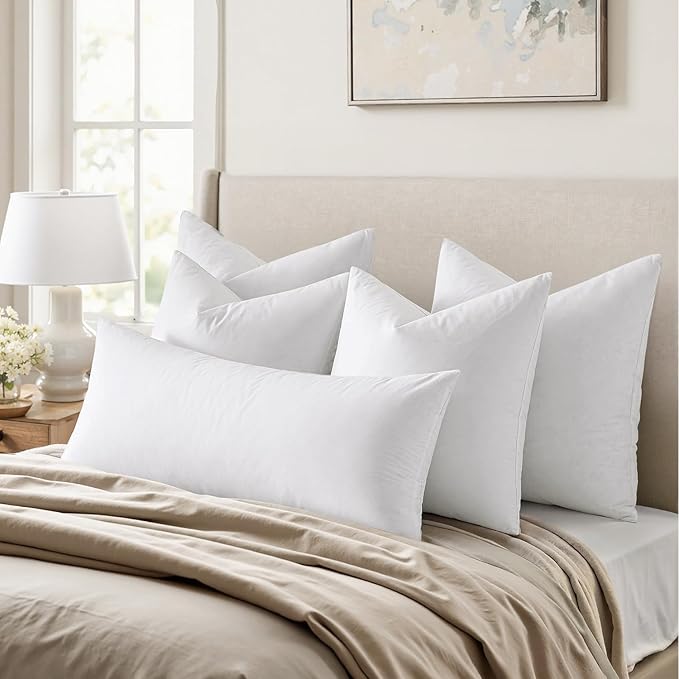 MIULEE Pillow Inserts 12x20, Down Feather Throw Pillow Inserts, Premium Fluffy - Image 3