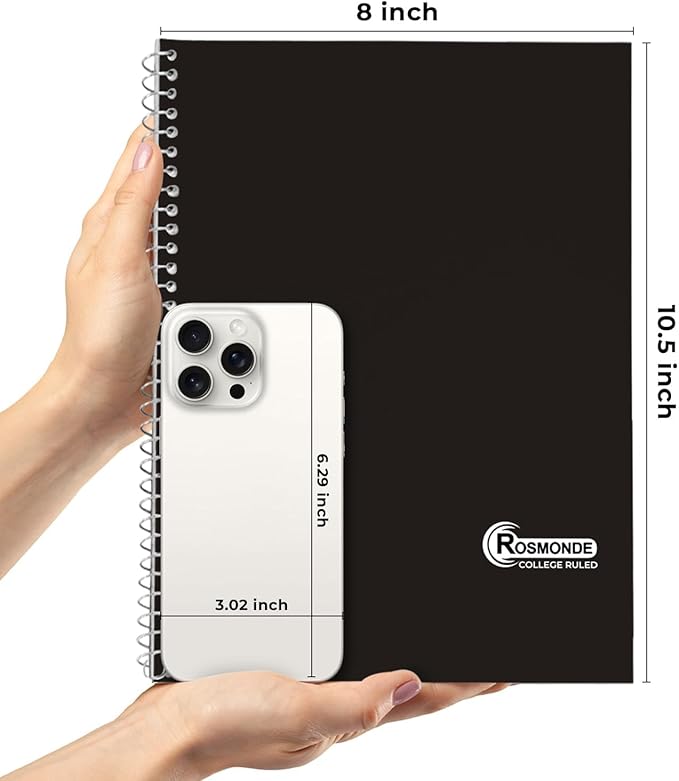 1 Subject Spiral Notebook, 50 Pack, College Ruled, Water Resistant Cover, Thick 140 Pages (70 Sheets), 8 x 10-1/2, 3 Hole Punched, Bulk School & Office, Black Cover-DeskoryOffice
