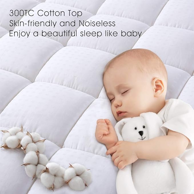 EASELAND Full Size Mattress Pad Pillow Top Mattress Cover Quilted Fitted - Image 4