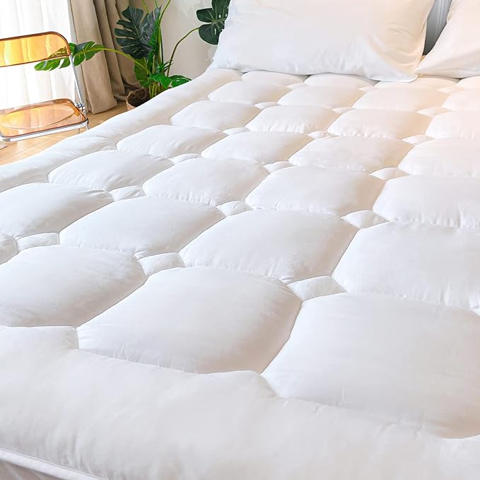 UNILIBRA King Size Mattress Pad Cooling Rayon from Bamboo, Quilted Fitted by Unilibra