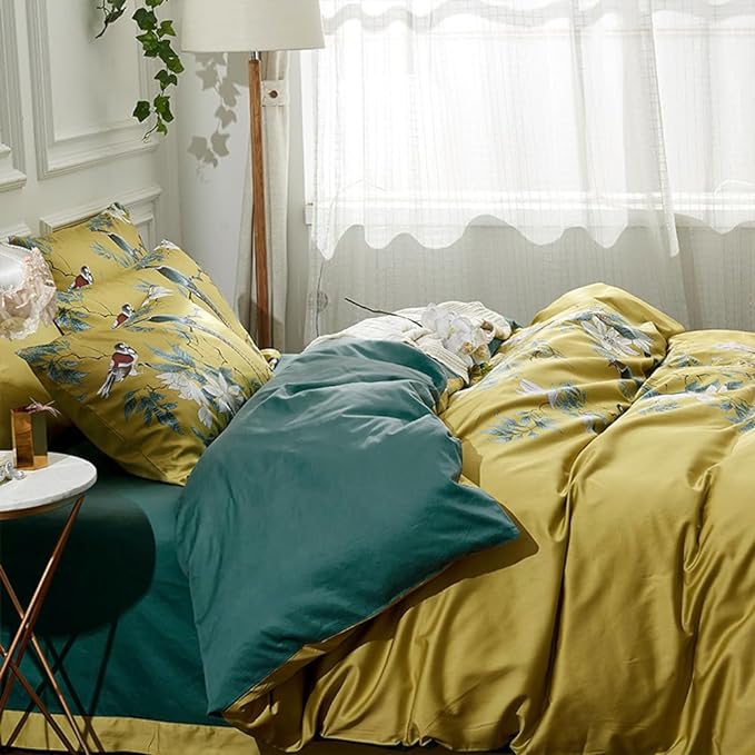 mixinni Garden Style Cotton Flowers and Birds Pattern Printed Duvet Cover - Image 3