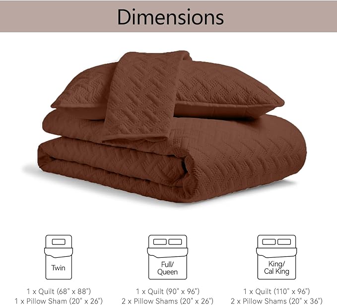 FLYMME Twin Quilt Bedding Set, Modern Geometric Weave Stripe Pattern, Soft - Image 7