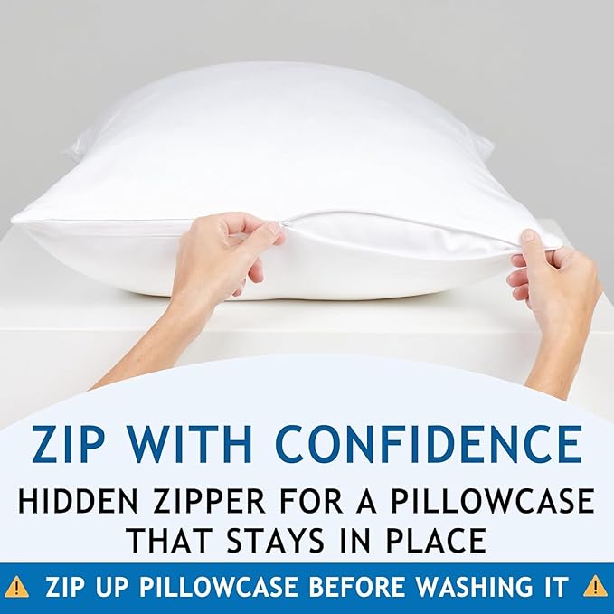 Pillow Cases - 100% Viscose Derived from Bamboo - Cooling Pillowcase - Standard - Image 3