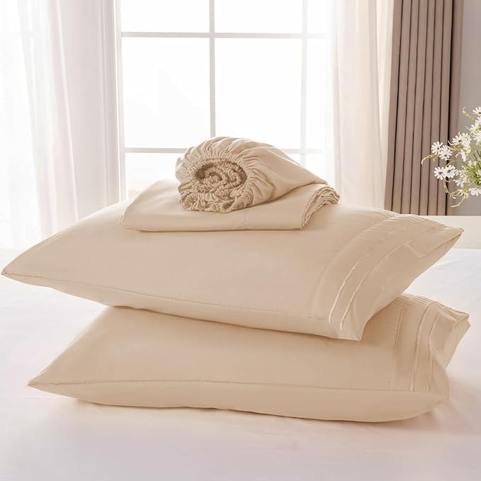 ROSE&RISY Khaki Twin Sheet Set, 3 Pieces Soft Bedding Twin Sheet Set, - Image 7