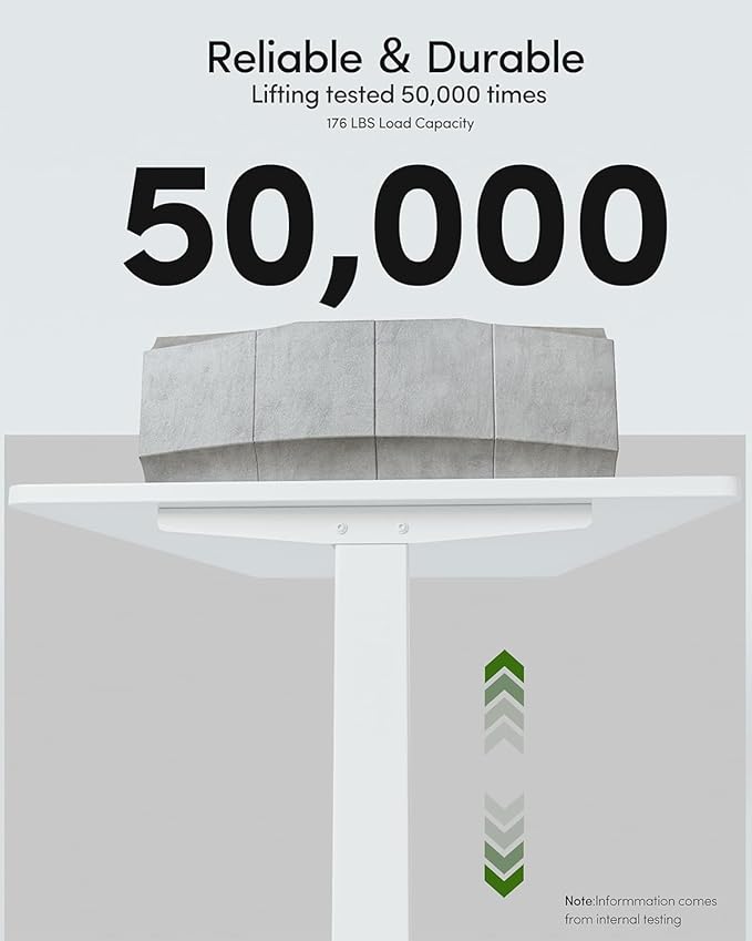 FEZIBO One-Piece Standing Desk Adjustable Height Stand up Home Office Desk, 48x24 Inch Electric Standing Computer Desk, with 4 Memory Presets, Fixable casters, White-DeskoryOffice