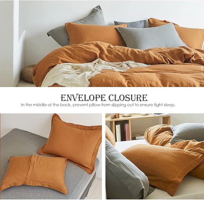 Simple&Opulence 100% Linen Duvet Cover Set 2pcs Basic Style Natural French - Image 4