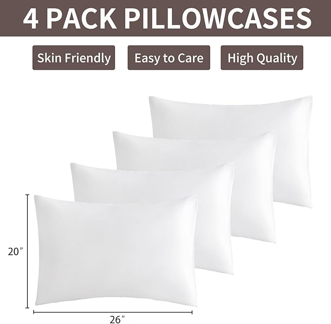MINIPANDA White Pillow Cases Standard Size Set of 4 - Image 3