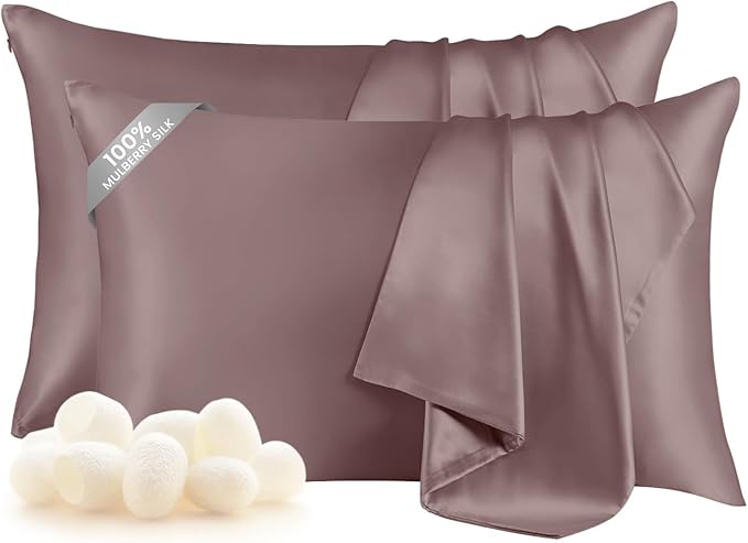 THXSILK Set of 2 100% Pure Mulberry 6A+ Silk Pillowcases by THXSILK