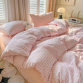 Nayoroom Gingham Duvet Cover King Size Pink White Plaid Checkered Comforter by Nayoroom