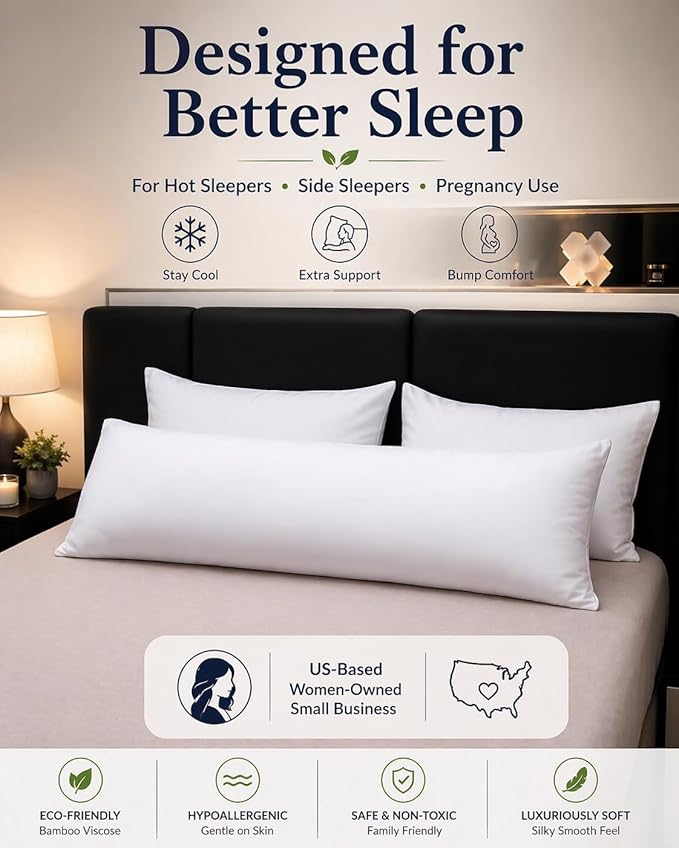 evoLive 100% Rayon Derived from Bamboo Cooling Breathable Body Pillow - Image 8