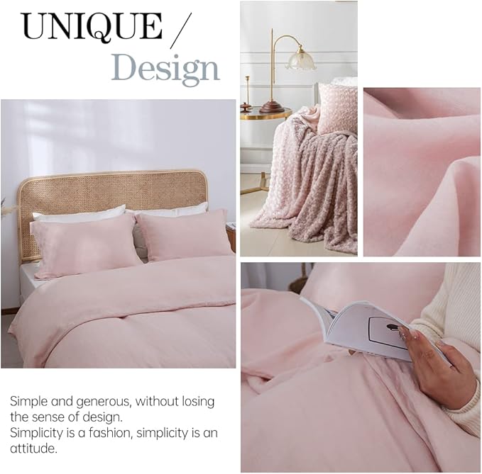 Simple&Opulence 100% Linen Duvet Cover Set 2pcs Basic Style Natural French - Image 5