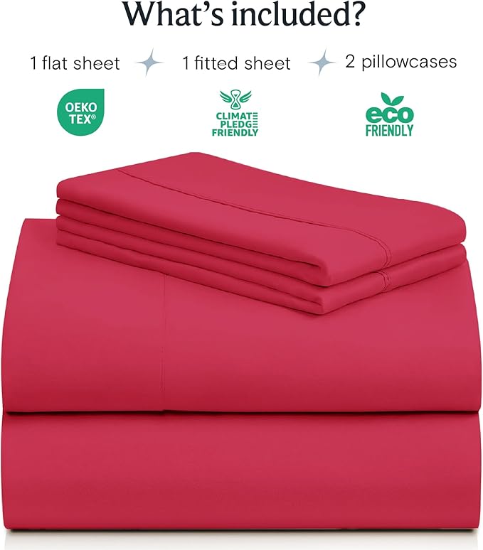 LuxClub 4 PC Sheet Set Bed Sheets Deep Pockets 16" Eco Friendly Wrinkle Free - Image 2