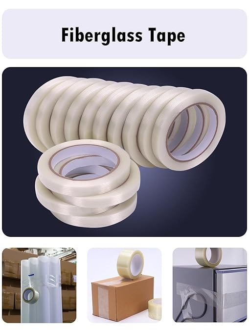 1/2 inch Mono Filament Strapping Tape, Heavy Duty Reinforced Filament Tape, Clear Fiberglass Reinforced Packing, (14 Rolls, 378yds Total)-DeskoryOffice