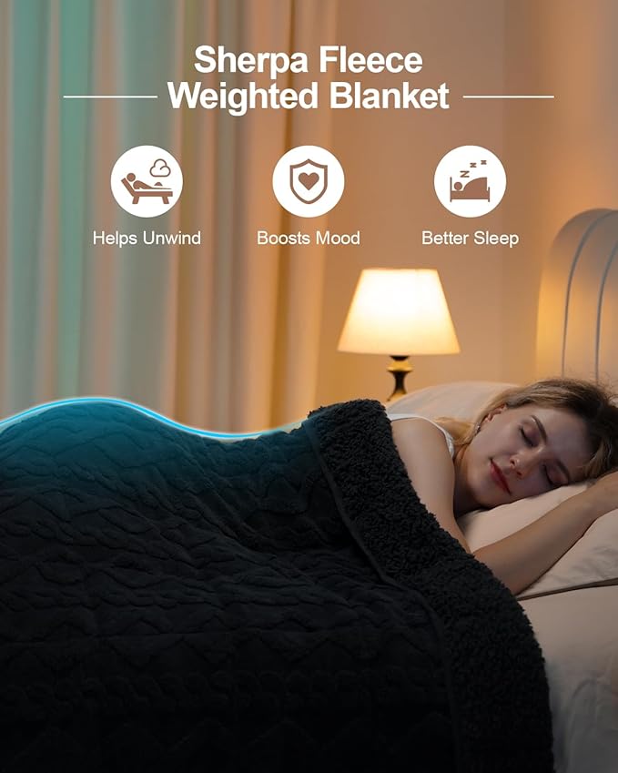 Super Fuzzy Soft Sherpa Fleece Weighted Blanket, 15 lbs Dual Sided Fluffy Heavy - Image 2
