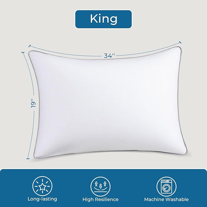 Sasttie King Size Pillows Set of 4, Bed Pillows - Image 2