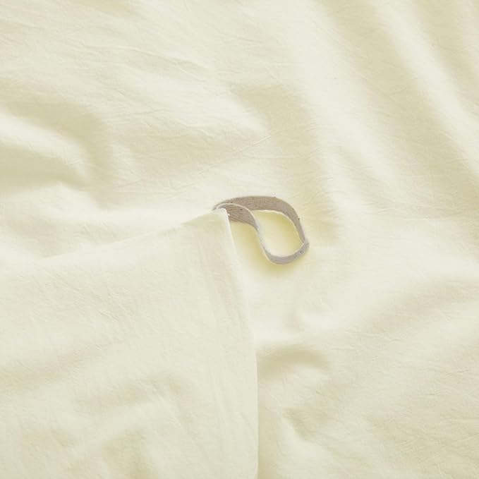 Cream White Cotton Duvet Cover Full Size, Linen-Like Natural Bedding Set - Image 4
