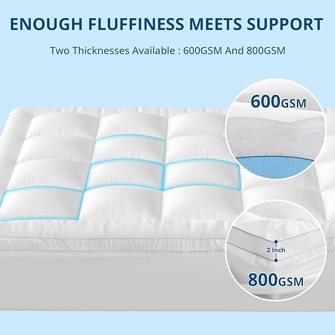 YUGYVOB California King Mattress Topper Extra Thick, and Breathable Mattress - Image 4