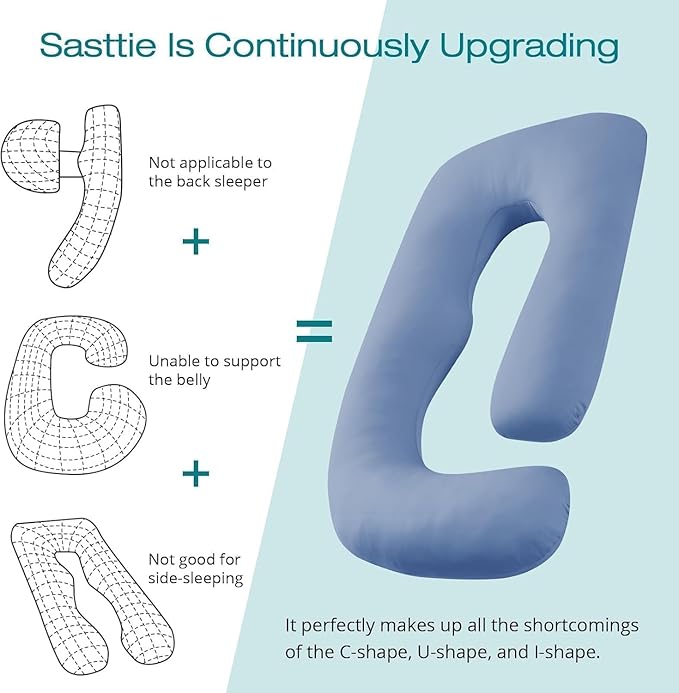 Sasttie Pregnancy Pillows for Sleeping, Jumbo U Shaped Cooling Full Body Pillow - Image 4