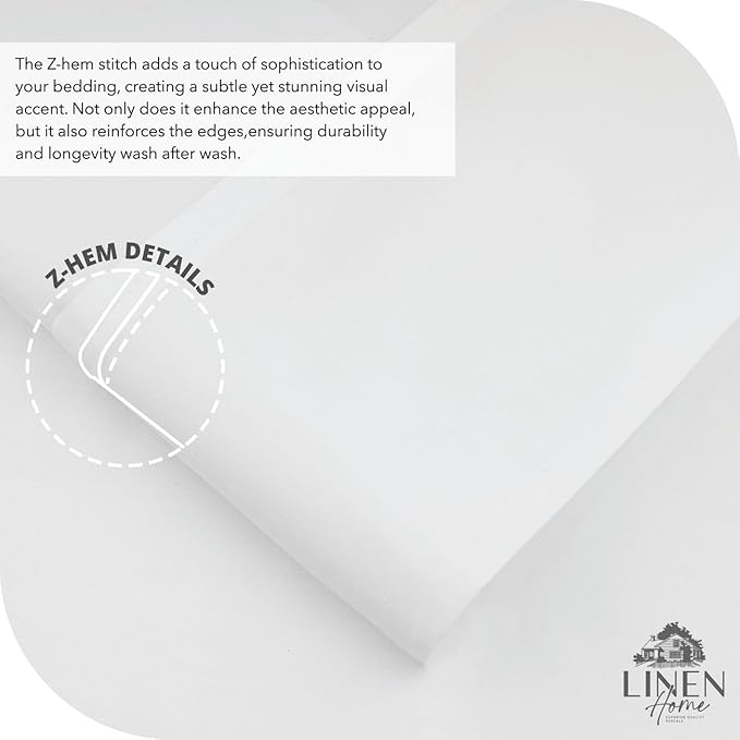 Linen Home 100% Cotton Percale Sheet Set, Cal King Size, Deep Pocket, 6 Pieces - Image 3