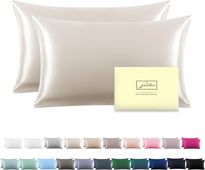 Silk Pillow Cases 2 Pack, Soft Breathable and Sliky Standard Size Pillow Cases by Suatien