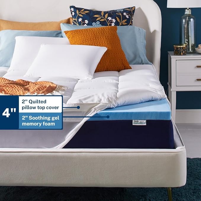 Sleep Innovations Dual Layer 4 Inch Memory Foam Mattress Topper, King Size - Image 4