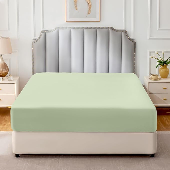 FreshCulture Pure Cotton Fitted Sheets Twin XL Size, 300 Thread Count Percale - Image 2
