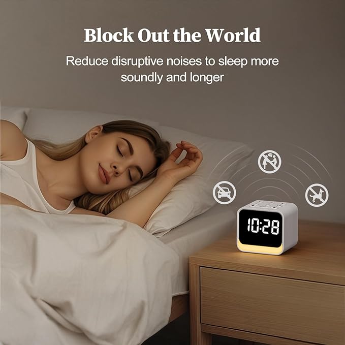 HOUSBAY Wooden Sound Machine Alarm Clock - Image 4