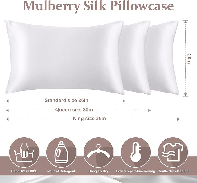 100% Pure Silk Pillowcase for Hair and Skin, Both Sides Mulberry Silk - Image 6