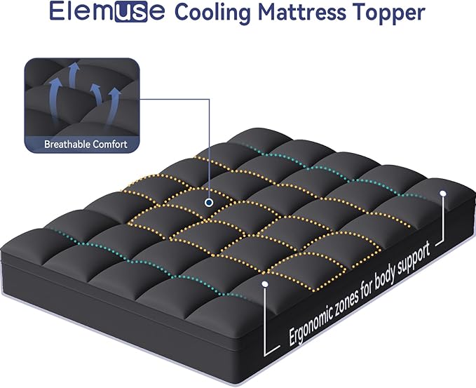 ELEMUSE RV Short Queen Black Mattress Topper - Image 4