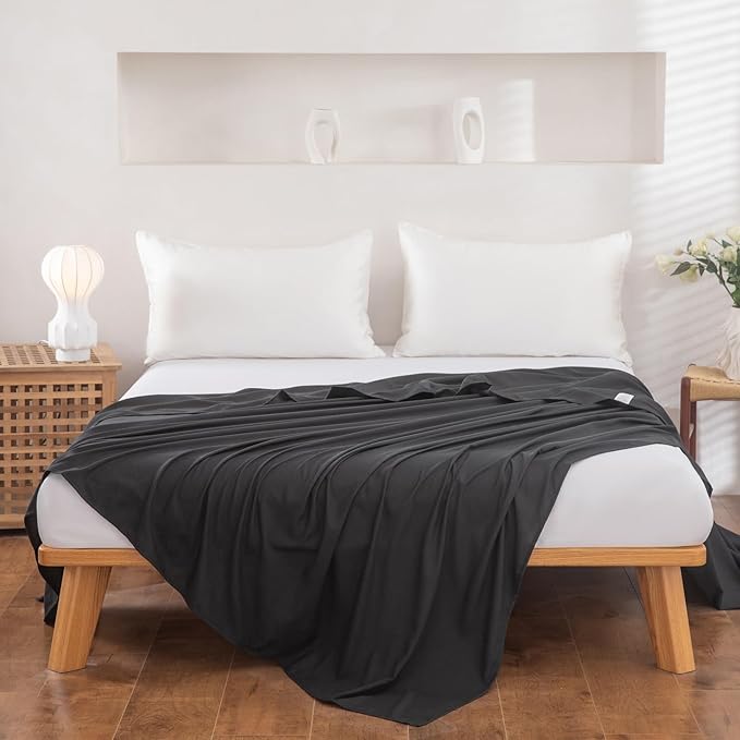 Twin Flat Sheet Only，66x96Inch Black - Image 2