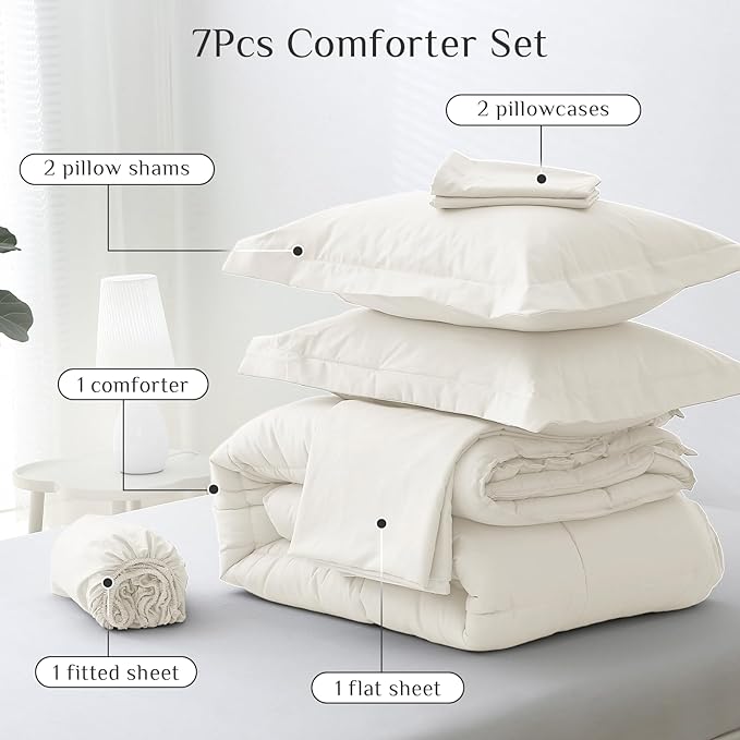 JOLLYVOGUE Queen Comforter Set, Ultra-Soft Bed in a Bag Queen Size 7 Pieces - Image 5