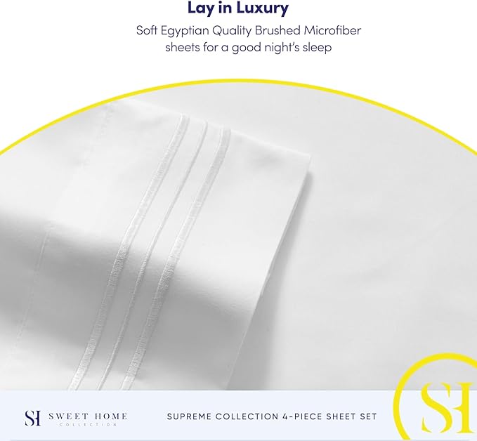 1800 Thread Count Sheet Set – Soft Egyptian Quality Brushed Microfiber Sheets – - Image 6