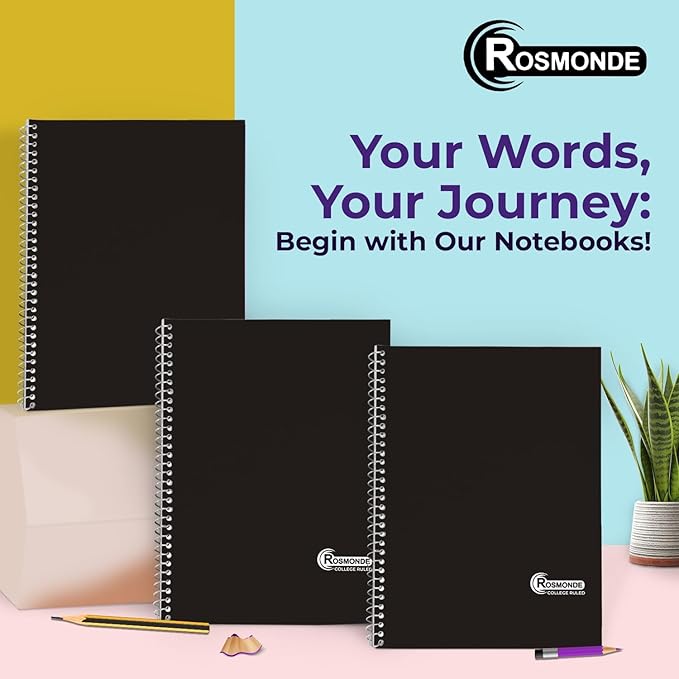 1 Subject Spiral Notebook, 50 Pack, College Ruled, Water Resistant Cover, Thick 140 Pages (70 Sheets), 8 x 10-1/2, 3 Hole Punched, Bulk School & Office, Black Cover-DeskoryOffice