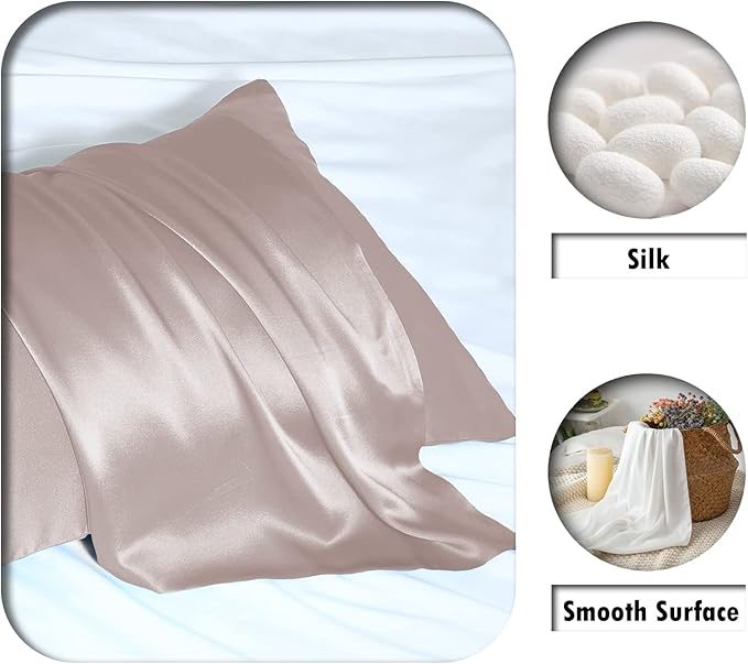 Silk Pillow Cases 2 Pack, Soft Breathable and Sliky Standard Size Pillow Cases - Image 2