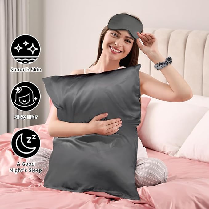 AUAUY 2 Pack Satin Silk Pillowcase, 19.69x31.50in Silk Pillowcases - Image 5