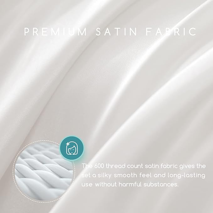 MR&HM Satin Bed Sheets, Twin Size Sheets Set - Image 3