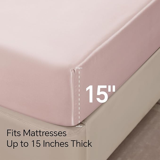 BEDELITE Satin Fitted Sheet and Pillowcases Set, Luxury Soft Similar to Silk - Image 5