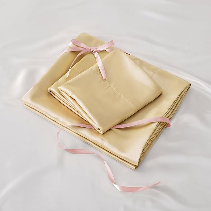 BEDELITE Satin Fitted Sheet and Pillowcases Set, Luxury Soft Similar to Silk - Image 6