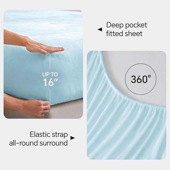 BEDELITE Flannel Sheets Twin Size Blue - Image 4