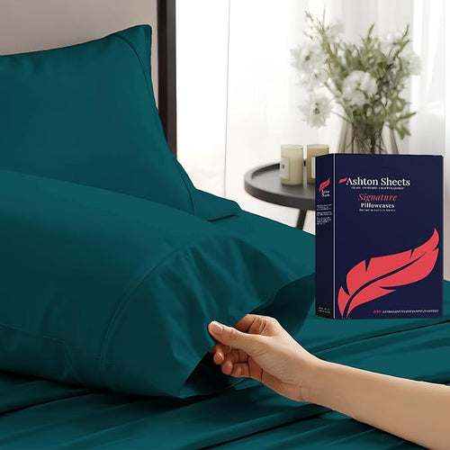 100% Egyptian Cotton Pillow Cases King Size Set of 2 by AshtonSheets