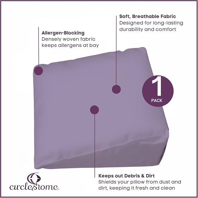 CirclesHome Wedge Pillow Cover 100% Cotton, Zippered Wedge Pillow Case Protector - Image 3