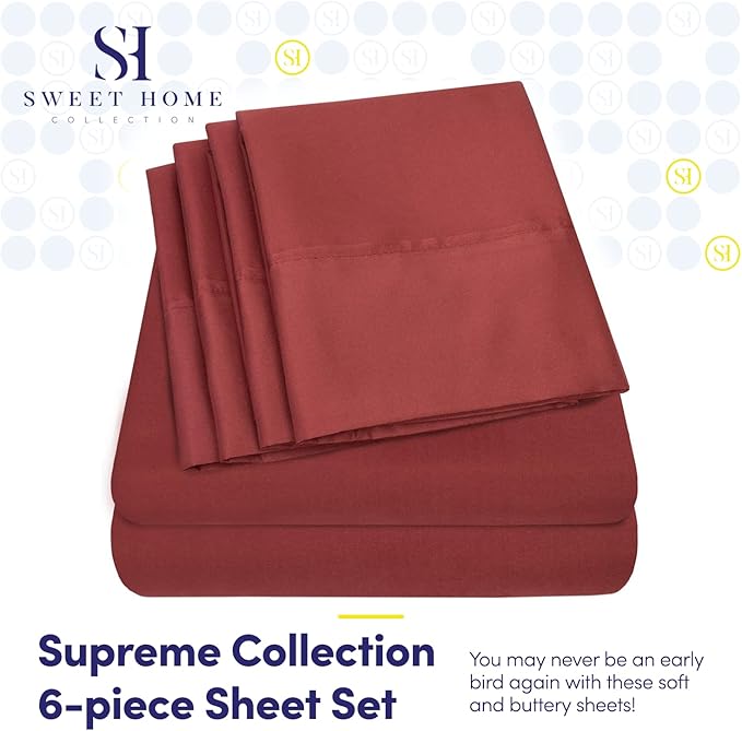 Sweet Home Collection 6 Piece 1500 Supreme Collection Brushed Microfiber Deep - Image 2