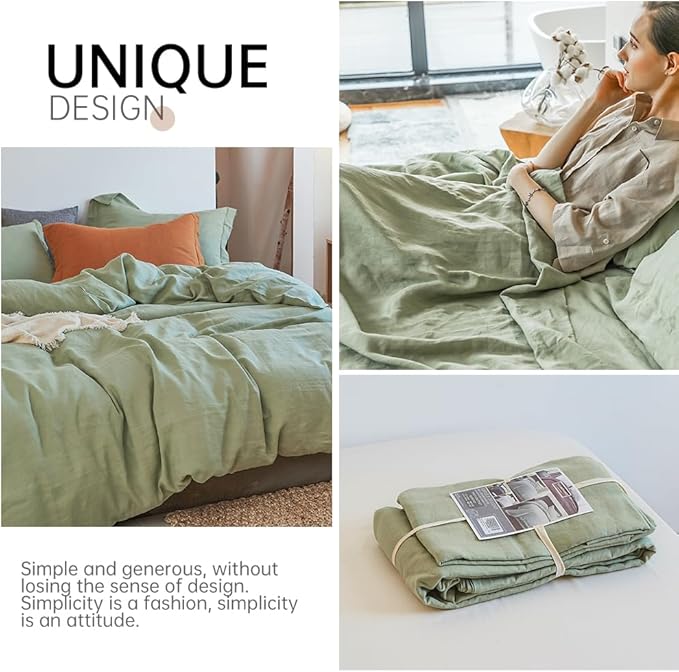 Simple&Opulence 100% Linen Duvet Cover Set 2pcs Basic Style Natural French - Image 5