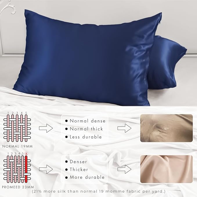 PROMEED 23 Momme Silk Pillowcases 2pcs Set, Mulberry Silk Pillow Case Set of 2 - Image 4