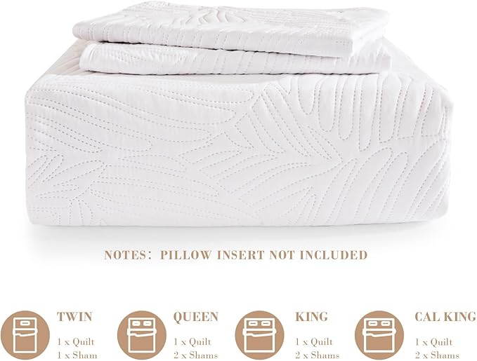 Exclusivo Mezcla California King Quilt Bedding Set, Lightweight White Quilts - Image 6