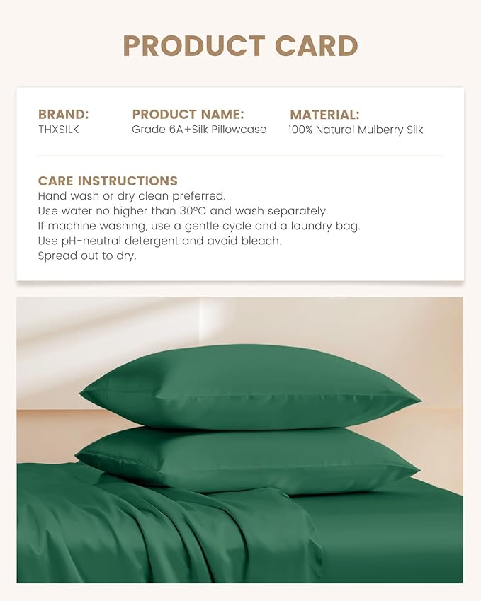 THXSILK Set of 2 100% Pure Mulberry Silk Pillowcase - Image 8